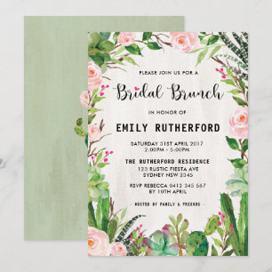 Invitation de Brunch de la mariée Succulente de la