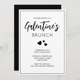 Invitation de Brunch de la Saint-Galentin en noir 
