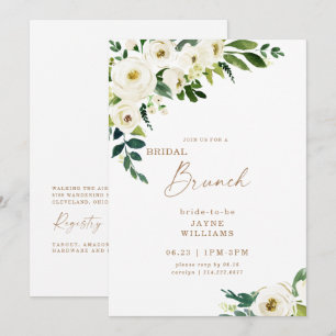 Invitation de brunch de mariage aux fleurs blanche
