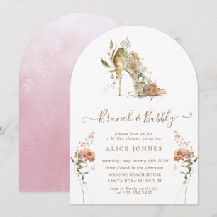 Invitation de brunch de mariage bohème dorée pour