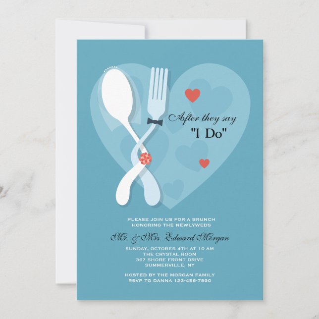 Invitation de brunch de mariage de courrier de (Devant)