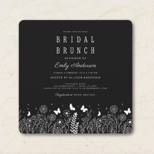 Invitation de brunch de mariage floral noir Cottag