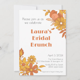 Invitation de brunch de mariage rose et orange rét