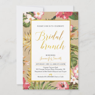 Invitation de brunch de mariage Tropical Kraft