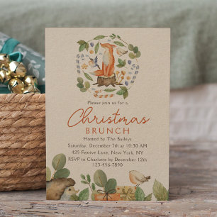 Invitation de brunch de Noël aquarelle renard des