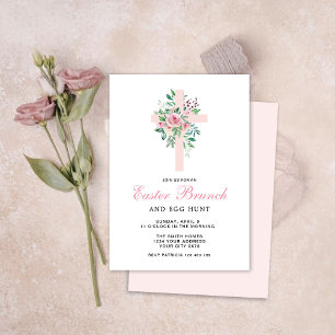 Invitation de brunch de Pâques à la croix florale