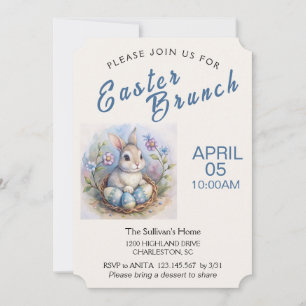 Invitation de Brunch de Pâques avec lapin de Pâque