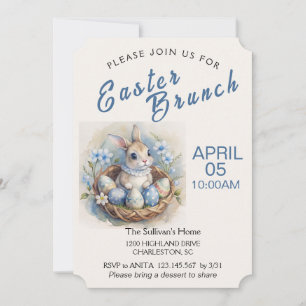 Invitation de Brunch de Pâques avec lapin de Pâque