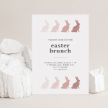 Invitation de Brunch de Pâques Bunny minimaliste