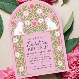 Invitation de brunch de Pâques d'art populaire ros