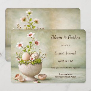 Invitation de brunch de Pâques Floral minimal de p