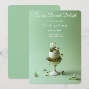 Invitation de brunch de Pâques Œuf floral Printemp