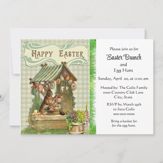 Invitation de brunch de Pâques vintage (Devant)