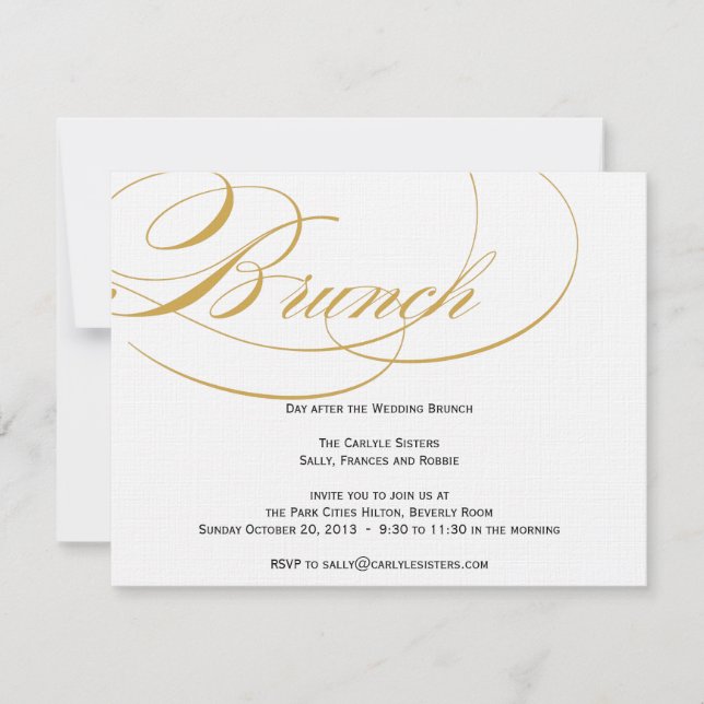 Invitation de brunch écriture élégante - Or (Devant)