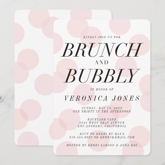 Invitation de Brunch élégant et de douche nuptiale (Devant / Derrière)