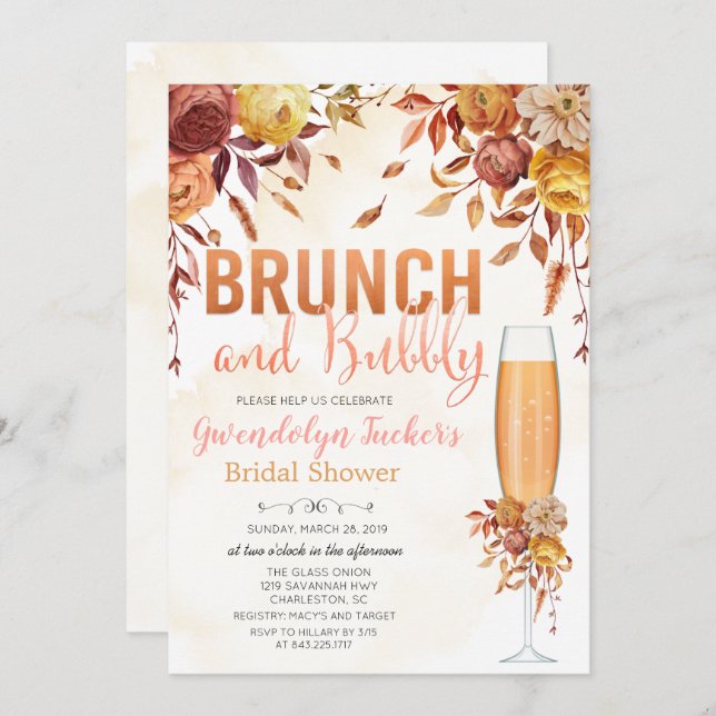 Invitation de Brunch et de Bubbly (Devant / Derrière)