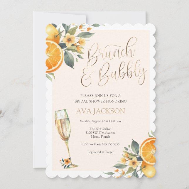 Invitation de Brunch et de Bubbly (Devant)