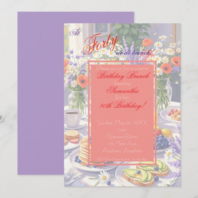 Invitation de Brunch Floral (Devant / Derrière)