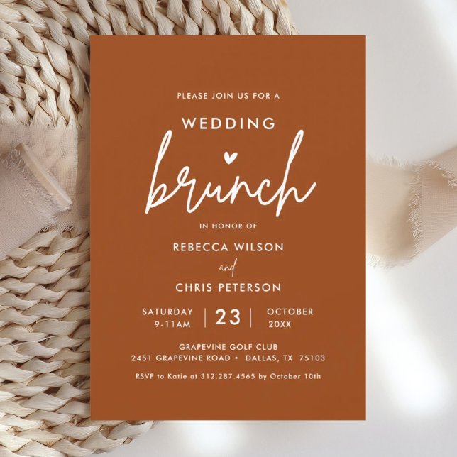 Invitation de Brunch Mariage en terre cuite modern (Créateur téléchargé)