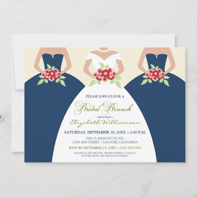 Invitation de Brunch nuptial (marine) (Devant)