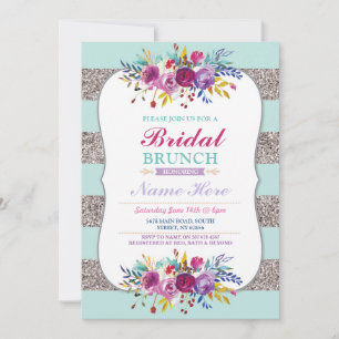 Invitation de brunch nuptial Mint Silver Parties s