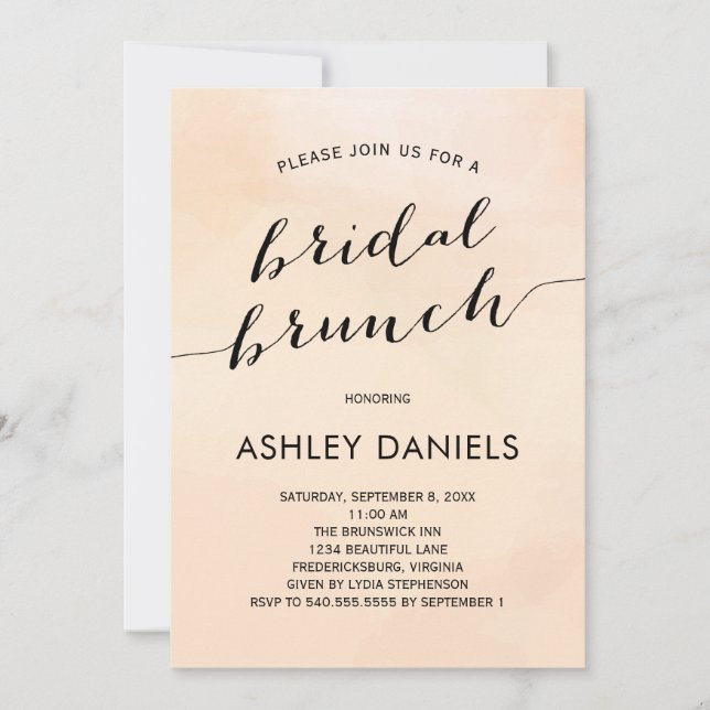 Invitation de brunch nuptiale Blush Apricot (Devant)