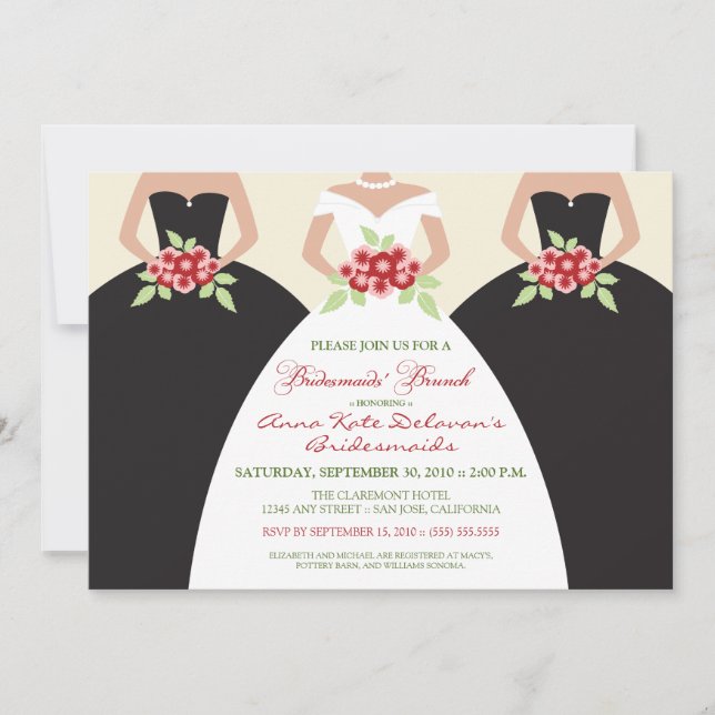 Invitation de brunch nuptiale (noir) (Devant)