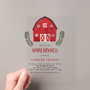 Invitation de brunch pour bébé à la ferme avec gra