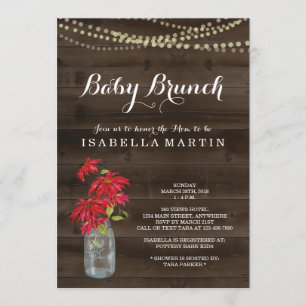 Invitation de Brunch pour bébé de Noël - Poinsetti