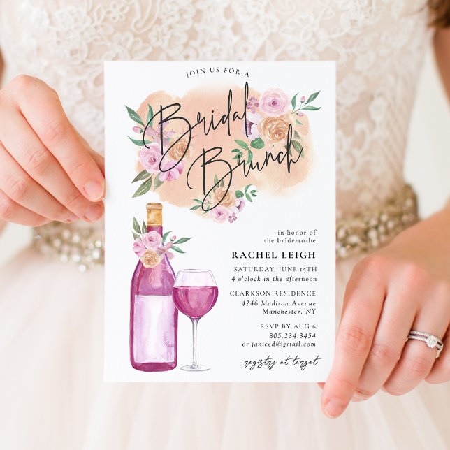 Invitation de Brunch pour mariée de vins floraux (Créateur téléchargé)