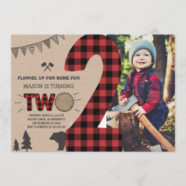Invitation De bûcheron plaid 2ème d'invitation d'anniversaire