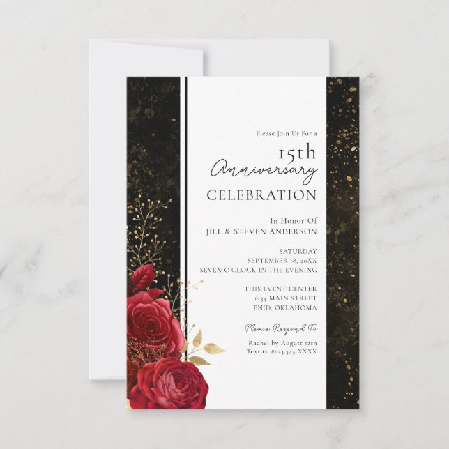 Invitation de budget floral pour les 15 ans de mar (Devant)