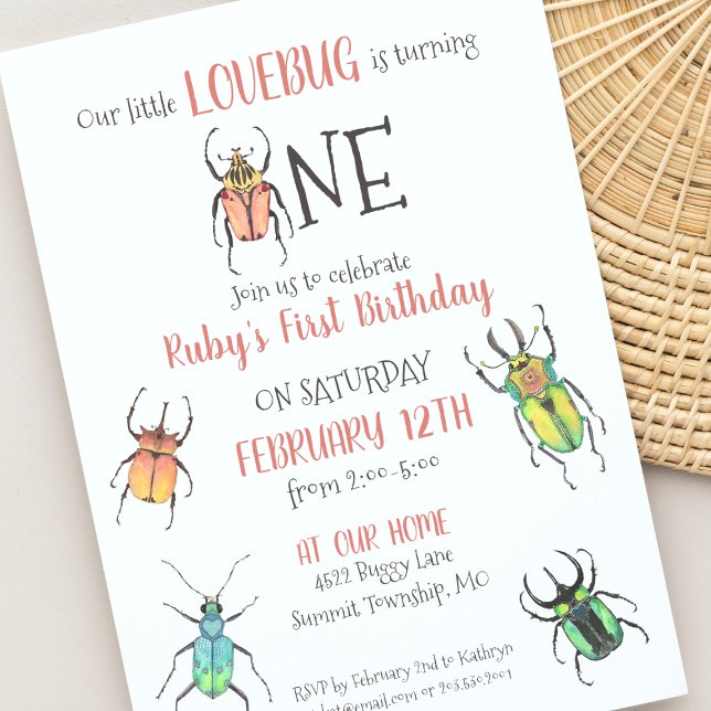 Invitation de Bugs Amour Premier Anniversaire (Créateur téléchargé)