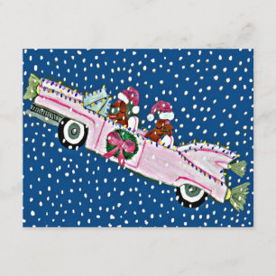 Invitation de Cadillac de Noël de Santa de teckel