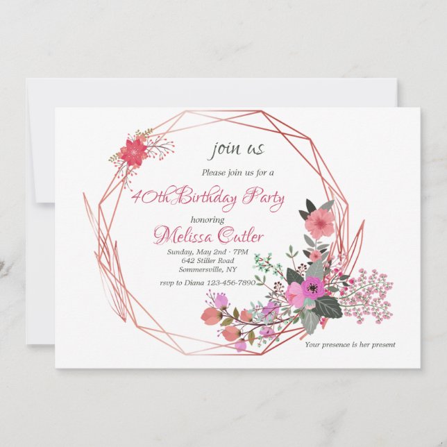 Invitation de cadre de fleurs (Devant)