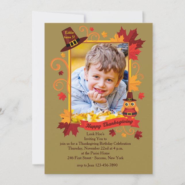 Invitation de cadre de photo de thanksgiving (Devant)