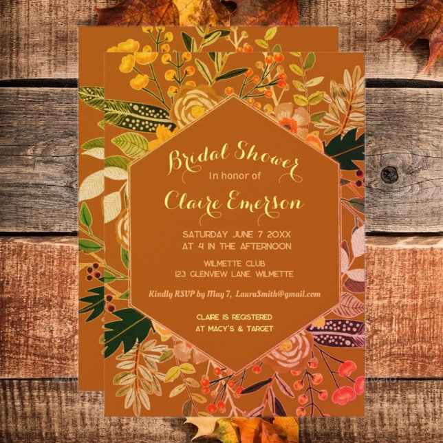 Invitation de cadre floral boho d'automne (Créateur téléchargé)