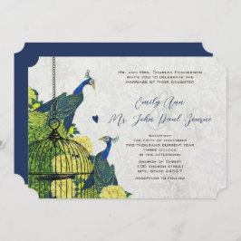 Invitation de cage d'oiseaux Blue Yellow et Silver