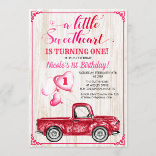 Invitation de camion de ballon de coeurs pour le p