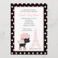 De CANICHE baby shower FRANÇAIS ROSE de la La 5x7