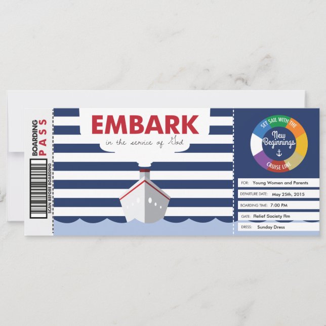 Invitation de carte d'embarquement de thème de (Devant)