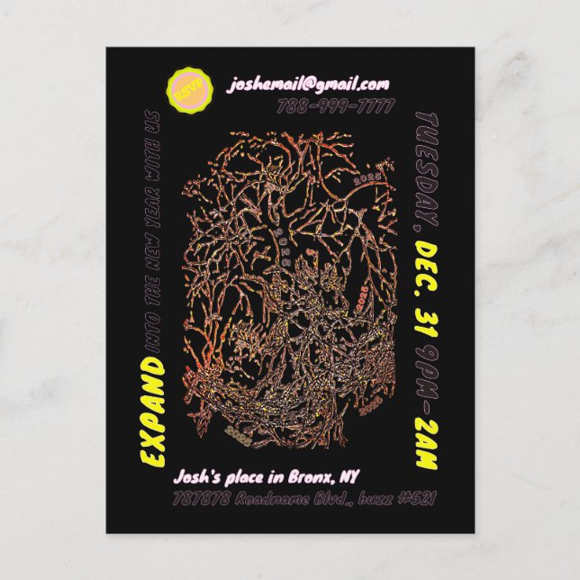 INVITATION de carte postale du NOUVEL AN EVE PARTY (Devant)