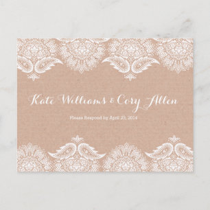Invitation de carte postale Rustic Kraft & Lace RS