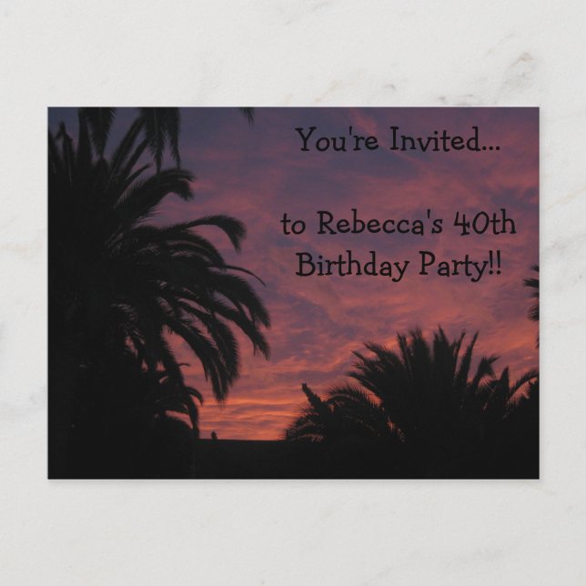 Invitation de carte postale Sunset (Devant)