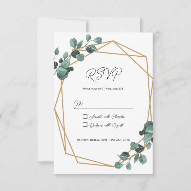 Invitation de carte RSVP Rustic Green (Devant)