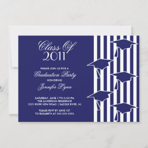 Invitation de Casquettes de 2e année Bleu et Blanc