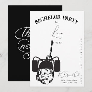 Invitation de célibataire noir et blanc de bière d