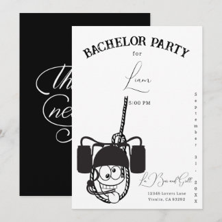Invitation de célibataire noir et blanc de bière d