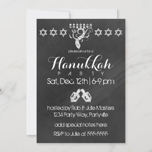 Invitation de Chalkboard Hanoukka (Devant)