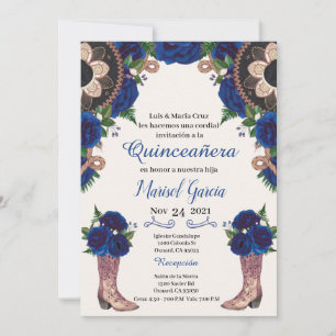 Invitation de Charra Quinceanera, Royal Blue Maria